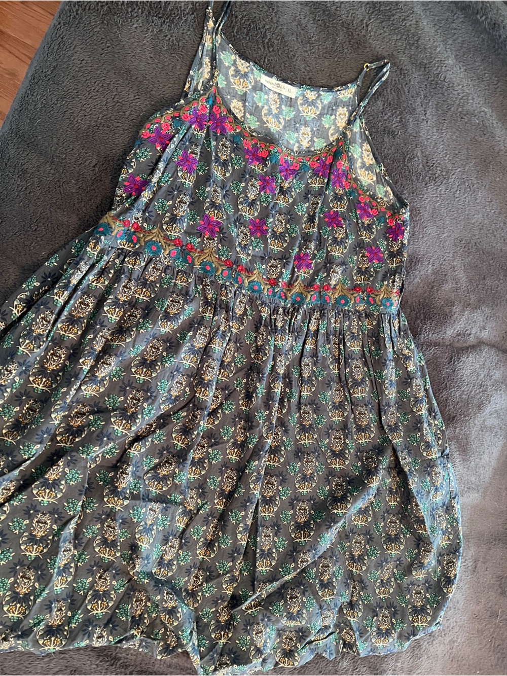 NATURAL LIFE Navy Floral Sundress with Pink & Green Accents
